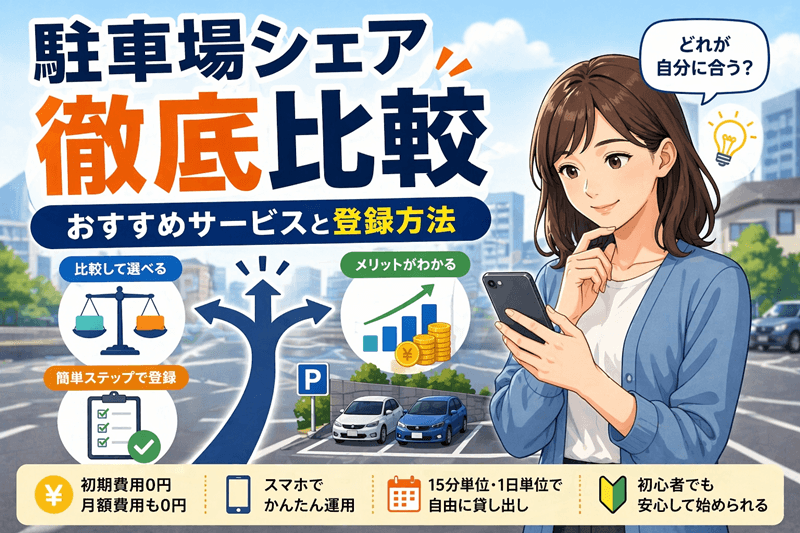 駐車場シェアリングサービス徹底比較！おすすめサイトと登録方法を解説